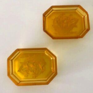 Pair of Vintage Amber Edged-Glass Salt Cellars